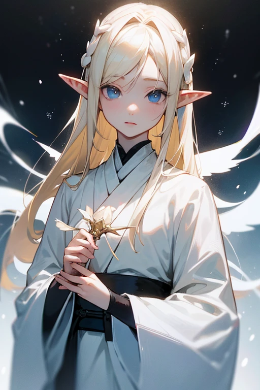 - Skin: White and pale as snow.
- Hair: Blond, almost white.
- Eyes Color: Black.
- Facial features: Thin and angelic.
- Ears: Medium and pointed, typical of an elf.
- Origin: Asian descent, born in South Korea.
- Resemblance: She looks like Aespa's idol Winter
