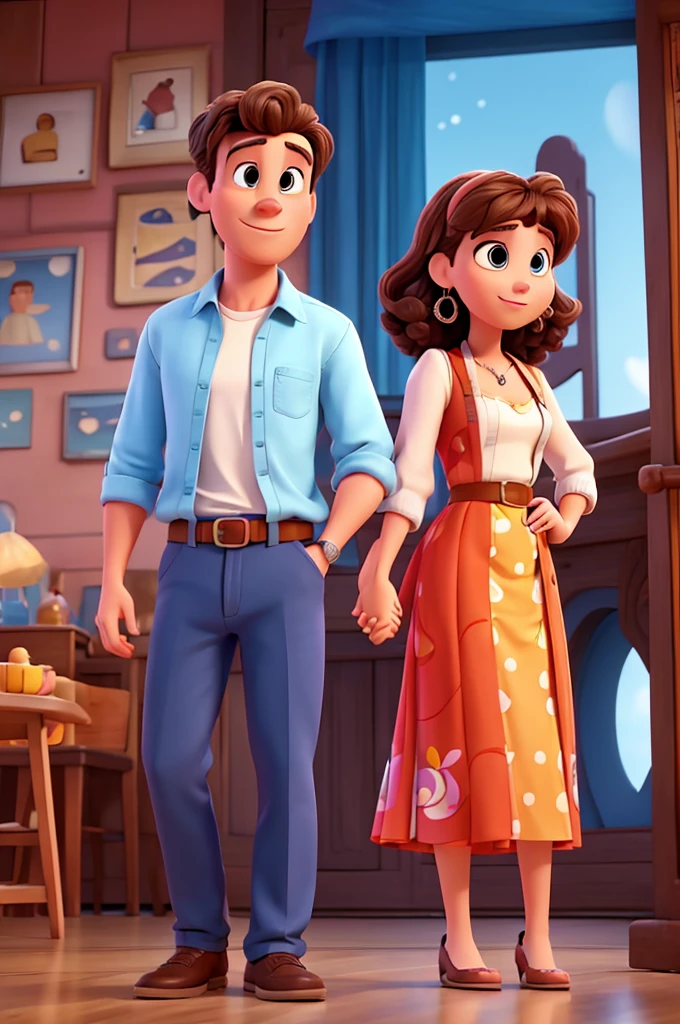 couple of man and woman in Disney Pixar style, high qulity, best qualityer