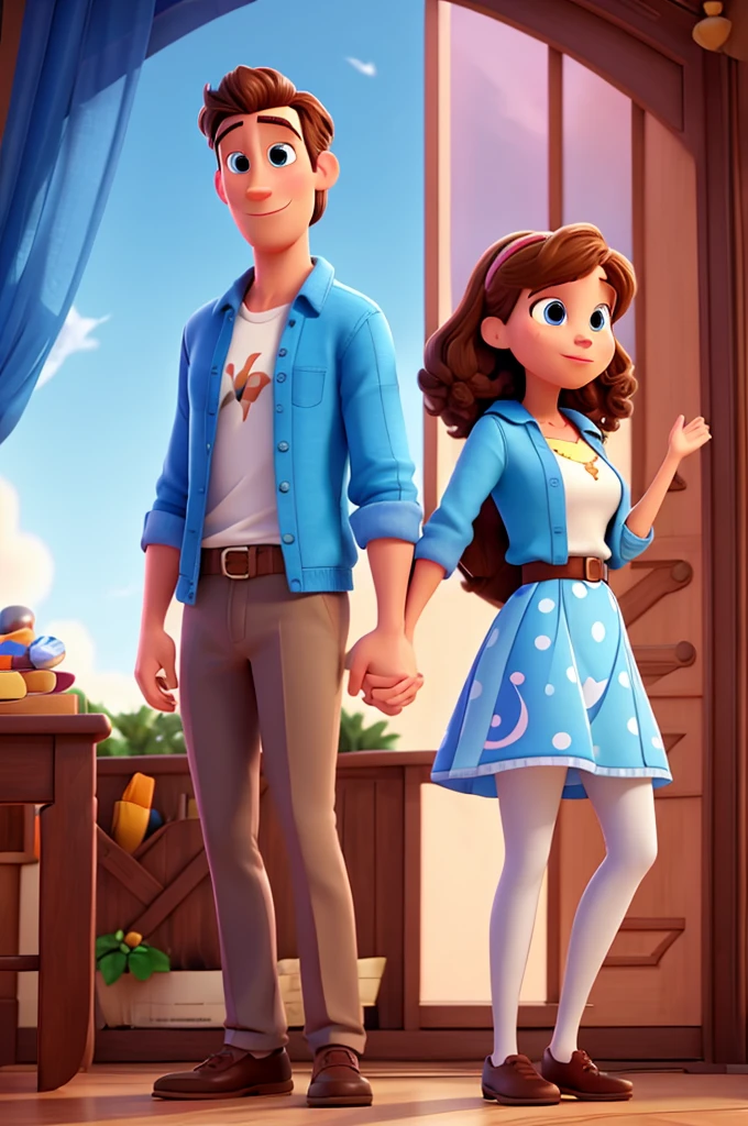 couple of man and woman in Disney Pixar style, high qulity, best qualityer