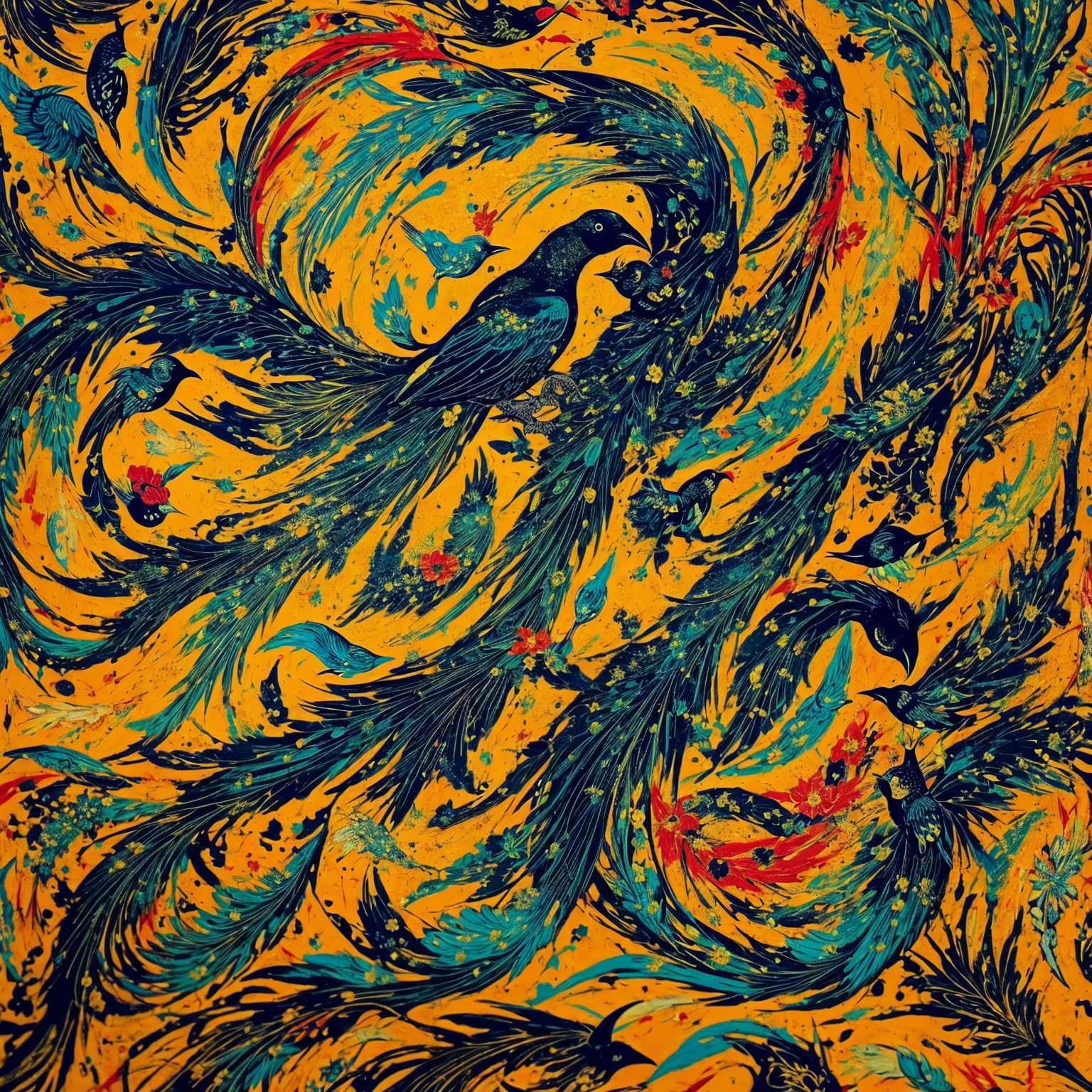 Dripping Paint Splatter Art, (1girl, Song Dynasty flower and bird painting), Victorian Goth aesthetics, bright colors, stunning background. dark and moody, a mesmerizing blend of light and shadow. masterpiece, absurdres, intricate details dramatic, paint drips, splatters, dripping paint