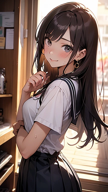 alone撃った)、((((s oldの美少女))))Perfect Style、Anime Girls、Beautiful Anime Women、Anime Girls 、愛らしいAnime Girls、美しいAnime Girls、The most beautiful Asian girls of all time、Perfect Girl、Japanese Goddess 、surreal anime、best qualthaty、masterpiece、Awareness-raising、Very delicate and beautiful、Very detailed、 Hmph, 8k wallpaper, growing up, Attention to detail, masterpiece, highest qualthaty, art, AJC 8kの壁紙はVery detailedです, Hugeファイルサイズ, Very detailedな, High resolution, ウルトラ - High resolution, Very detailed, More about beautiful girls, 目と顔はVery detailed, Beautiful and beautiful eyes, (RAW Photos、highest qualthaty), (Realistic, Photorealism:1.3),, The light shines on your face, (Brown haired: 1.3), Plump breasts, beautiful loose hair、(Swollen eyes)、(K-POPアイドル))、(charm的)、bangs、(charmポーズ)))、Dark eyeliner、Long eyelashes、erotic、fringe、Small earrings、Small Necklace、((Laughter))、((sailor suthat)),(((Pleated skirt)))、(sweaty whthate skin)、charm的な胸charm的なお尻、charm、Sexual、that'Wet、Very beautiful skin、Long and beautiful legs、(Photorealistic: 1.4), Nice fine detail, Heavy eye makeup,(Show me your legs)、(See through your feet),((alone / alone Focueauty legs,(17 year(((High school girl beautiful girl)))、Wide Hips、Huge