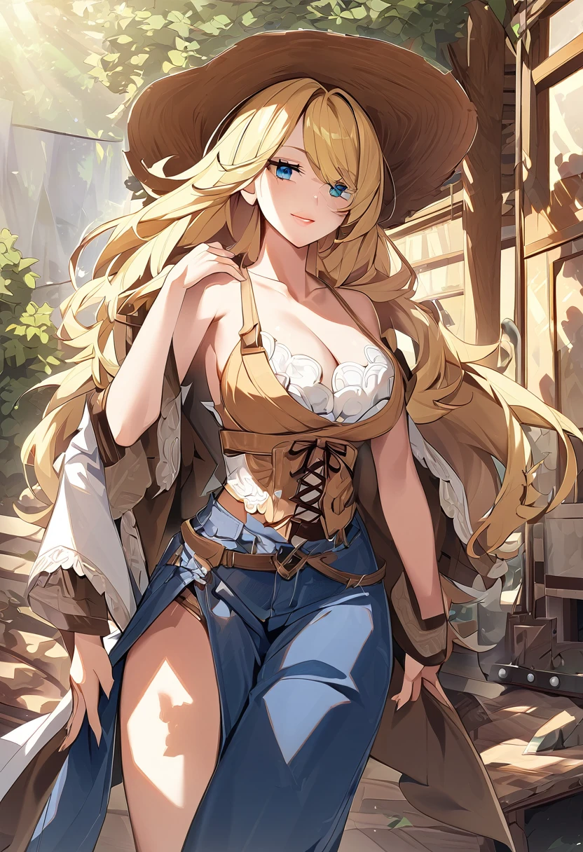 Beautiful blonde cowboy woman