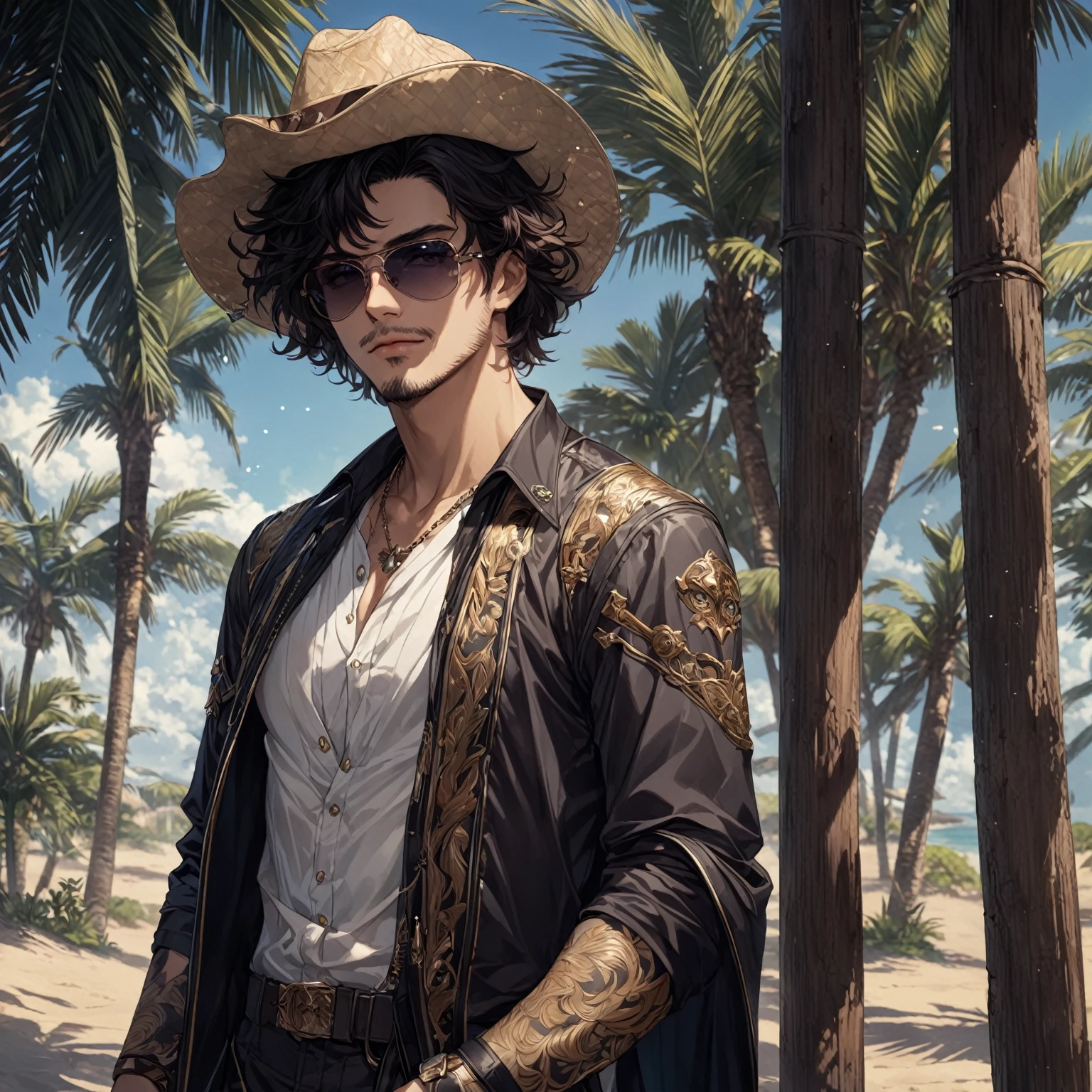 masterpiece, best quality, 1man, adult, male focus, solo closed mouth, Fantasy aesthetics, Highly detailed, shadowverse style, aviator