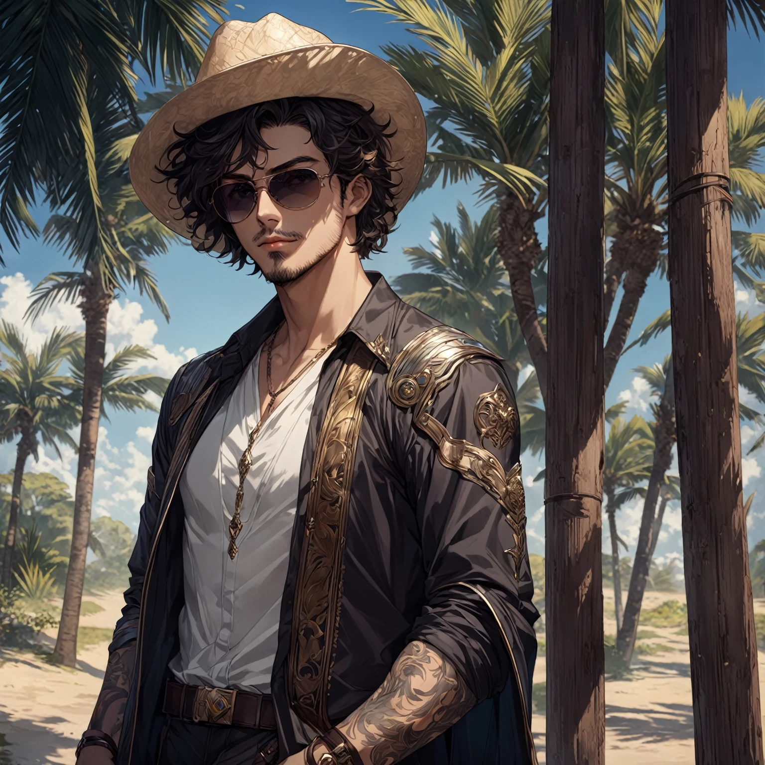 masterpiece, best quality, 1man, adult, male focus, solo closed mouth, Fantasy aesthetics, Highly detailed, shadowverse style, aviator