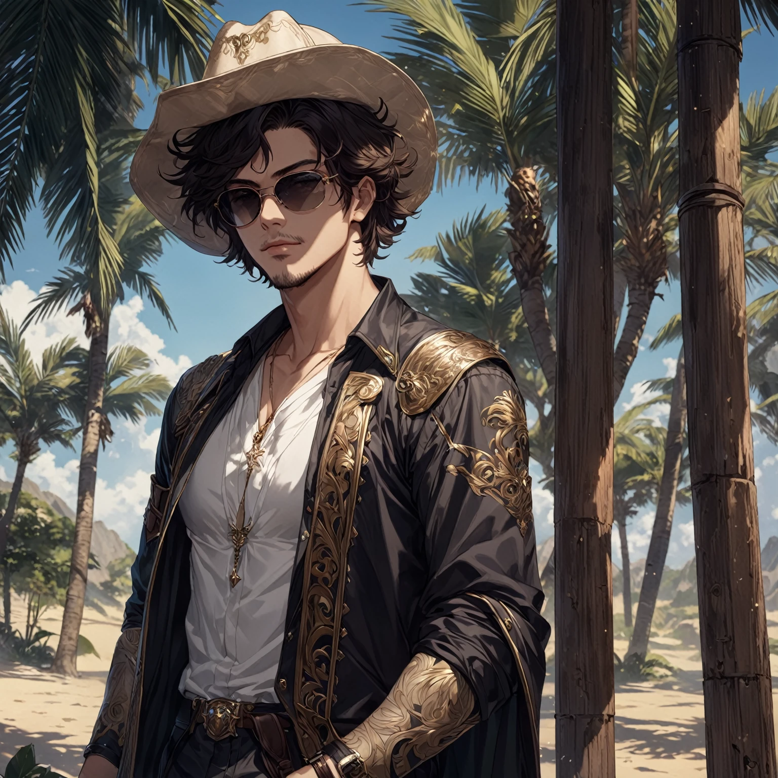 masterpiece, best quality, 1man, adult, male focus, solo closed mouth, Fantasy aesthetics, Highly detailed, shadowverse style, aviator