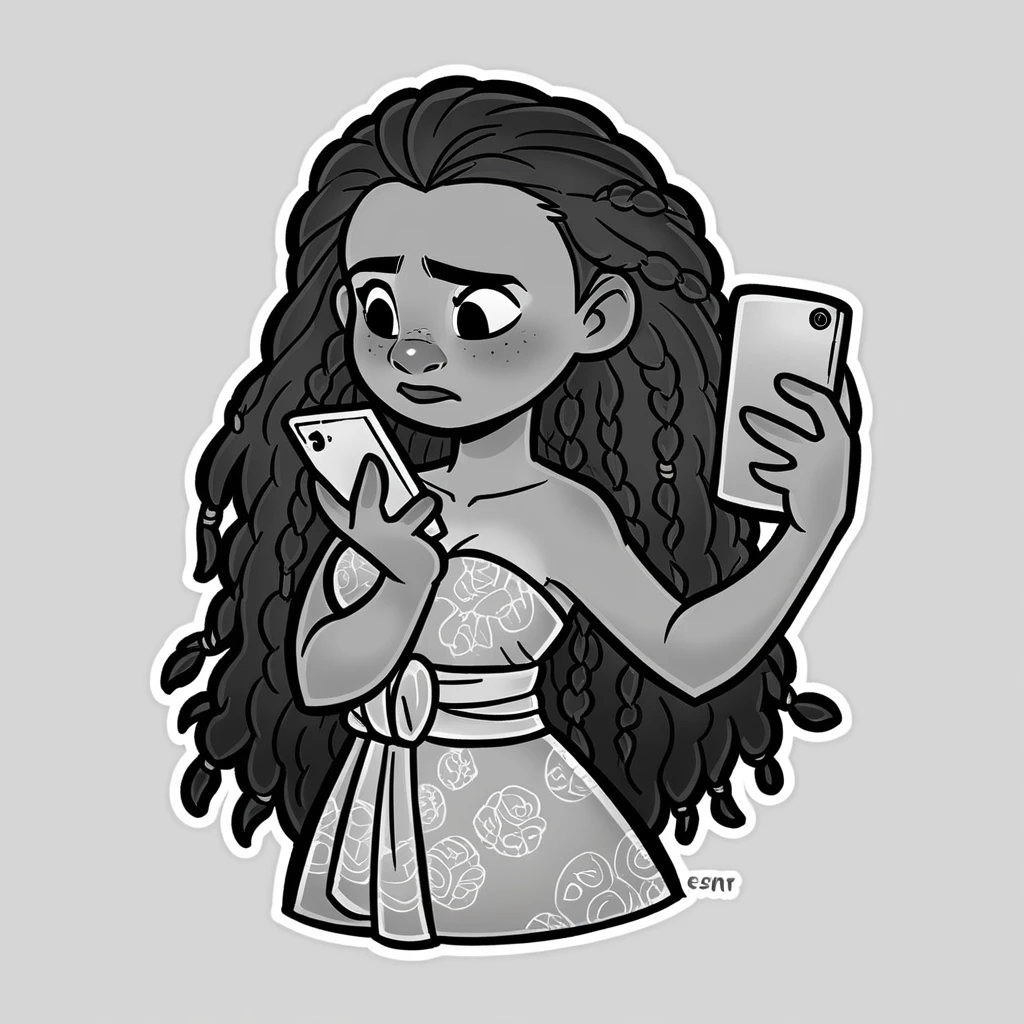 (score_9, score_8_up), moana, wrapped in towel, medium breasts, holding phone
