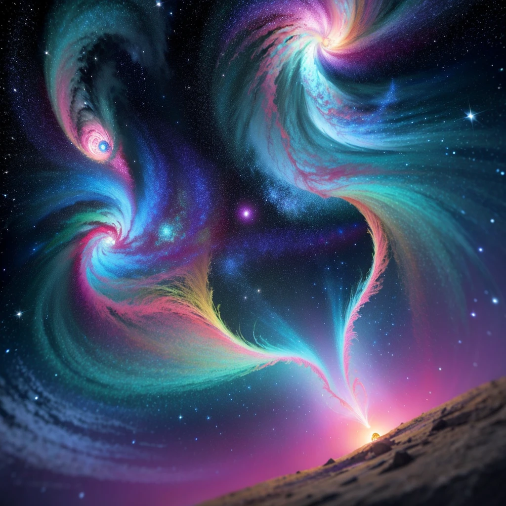 Vibrant, swirling clouds of iridescent gas and dust, suspended in mid-air on a deep indigo canvas, evoke a sense of cosmic wonder, as a lone, glowing lotus flower blooms at the center, radiating an aura of serenity and introspection, surrounded by delicate, ethereal wisps of stardust, against a backdrop of glittering, sapphire-blue starlight, infused with soft, shimmering hints of rose and amethyst, inviting the viewer to step into the mystical realm of the galaxy, where mystery and contemplation converge in a celestial tapestry of breathtaking beauty.
