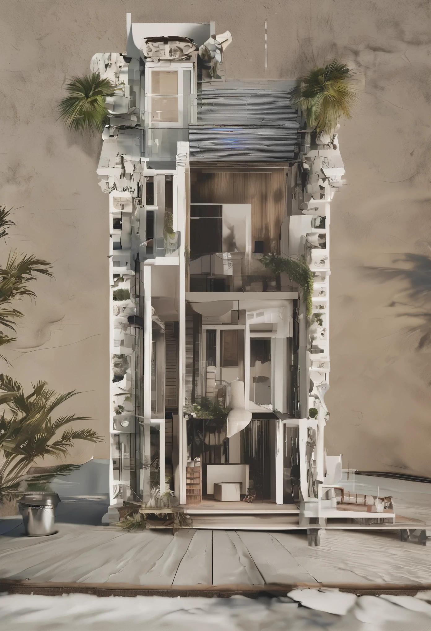 maison de plage avec seulement 1 étage, style colonial , toit en tuiles de céramique, Ambiance bucolique, avec balcon, gril, Jardin ultra photo réaliste，Hyperdétaillage, en haute qualité，8k