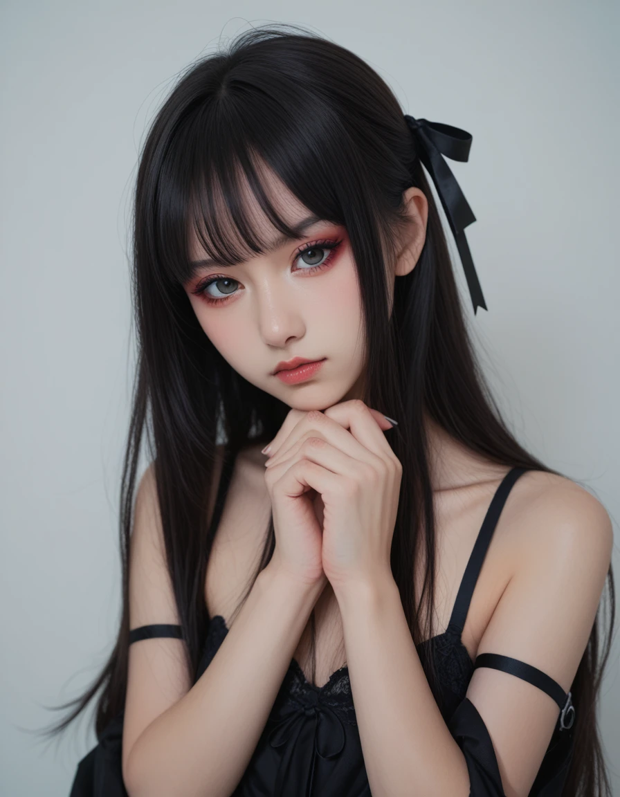 score_9, score_8_up, score_7_up,high quality,1 japanese girl, gothic atmosphere, ribbon ,(NSFW:1.5)