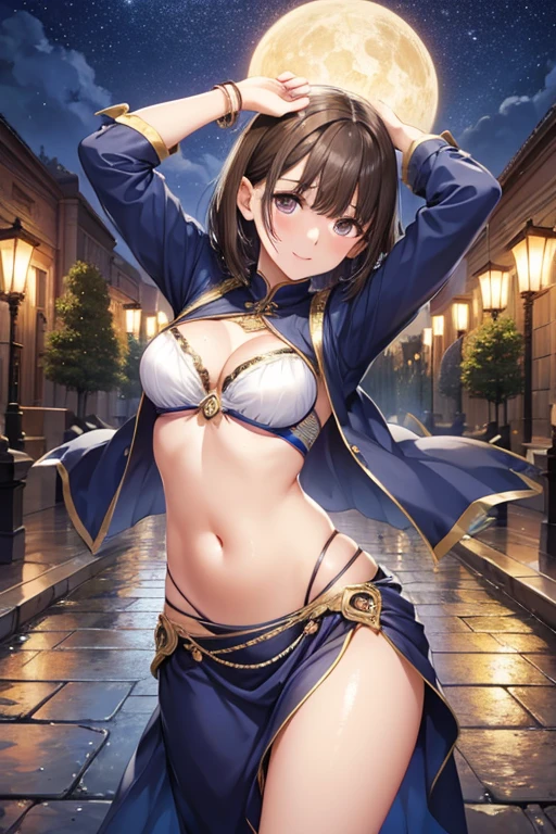 
anegasaki nene、Shiny brown hair, short hair, Beautiful brown eyes、smile、Sparkling eyes, (Fine grain)、Ultra-detailed eyes、Very detailedな顔, Very detailedな目,


Highest quality, Highest quality, 16K, Unbelievably absurd, Very detailed, 2.5D, delicate and dynamic, Movie Scenes, formal, Poster Design, 


Egypt, Night Sky, Rain Clouds, , Palace Gardens, Ancient Roman ruins, Rainy night, , , Wet roads, puddle, puddleに光が反射, , , Small face, Very delicate facial expressions, Delicate eye depiction, Upper body close-up, erotic, Only sexy women, Healthy body shape, 25-year-old woman, Cool woman, Height: 170cm, Big companies go bankrupt, Belly Dancer, Belly Dance Costumes, 複雑な構造のBelly Dance Costumes, 華やかなBelly Dance Costumes, , Sandals, Fascinating, Sad expression, Raindrops, dynamic sexy pose, Fascinatingな踊り, Belly dancing in the rain, Stretch your arms and spin