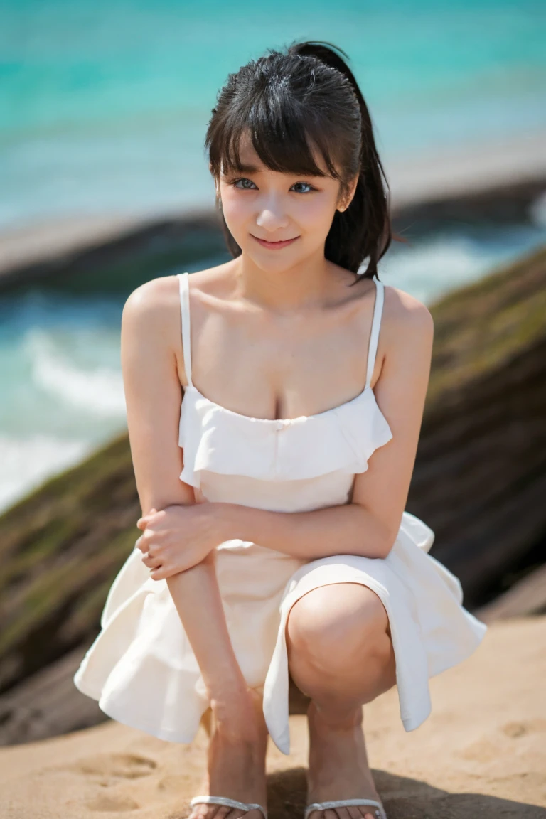 NFSW、(((High resolution))、8K、(In detail))、(Highest quality)、Beautiful girls、A beautiful girl with white wings growing on her back、Cute beautiful girl with a smile、Very attractive beautiful girl、(The white bikini is a halter neck with a string.)、blue sky、Cobalt Blue Sea、White sand beach,(((Your smile is cute,)))、((-yeld gi1.5))、Super cute lolita idol、(((Beautiful girl in a revealing white dress, Transparent muscle)))、(Slender body and beautiful breasts)、((Well-formed and elegant face:1.5))、(セミnude)、NSFW 、nude、(((I can see my belly button)))、(Big Breasts: 1.5)、tits、Little dress、セミnude、naked、可愛い美少女のnaked、(((A dress with a random and complex shape that exposes a lot of the bust:1.5)))、Very beautiful beautiful girl、A young and innocent beautiful girl、Big Breastsを強調してる、The thighs are visible to the base、Doing the splits、sit