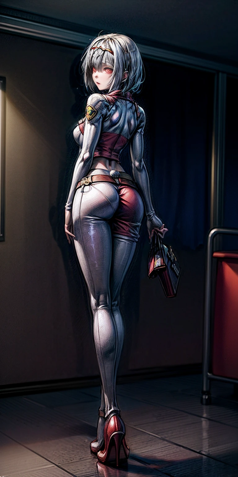 (((1 girl))), (Cassia Orsellio), (short white hair), (Red eyes), , (((wearing a sexy Santa suit))), (Full body view), (in the motel room), (((slender, muscular legs))), thin waist, Stomach Muscles, big ass, (((Full body photo))), black high heel shoes, (standing with one eye closed and showing her very sensual tongue), (((very sensual expression))), (HDR), eye reflection, extended eyes, extended eyes, moody, cheered up, minimalism, cheered up style, ray tracing, cinematic lighting, cinematic lighting, shine, shine, jpeg artifacts, bright light, rays of god, ray tracing, drop shadow, panorama, Sony FE, from behind, below, below, UHD, piece of teacher, necessary, necessary, anatomically correct, super detail, high quality , Best Quality , very high, 16k