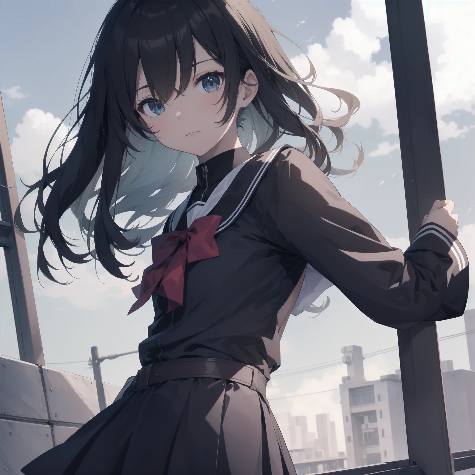 ultra-absurdres-Top quality by artist God, ultra-detailed, high resolution, anime moe artstyle, best anime 8k konachan wallpaper, pixiv contest winner, pool:2810, perfect anatomy,break, 1girl, (Please draw a girl walking sleepily to school alone. )break,(Solo,little female, 13-year-old:1.3),Full limbs, complete fingers,a junior high school student, (very short hair), short cut, flat chest, , small butt, small black eyes, beautiful detailed eyes, well-proportioned iris and pupils, expressive eyes, highres detailed hair, soft expression, salor school_uniform, sailor collar, serahuku, bow, pleated skirt,(Detailed Lighting), (Detailed background), in the School commute route. break,super detailed skin, Best cinematic lighting powered by famous artist, 8k,beauty illustration,photoshop_(medium),very aesthetic,break,((artist:hana_kazari )), artist:clamp ,artist:carnelian ,artist:kantoku ,