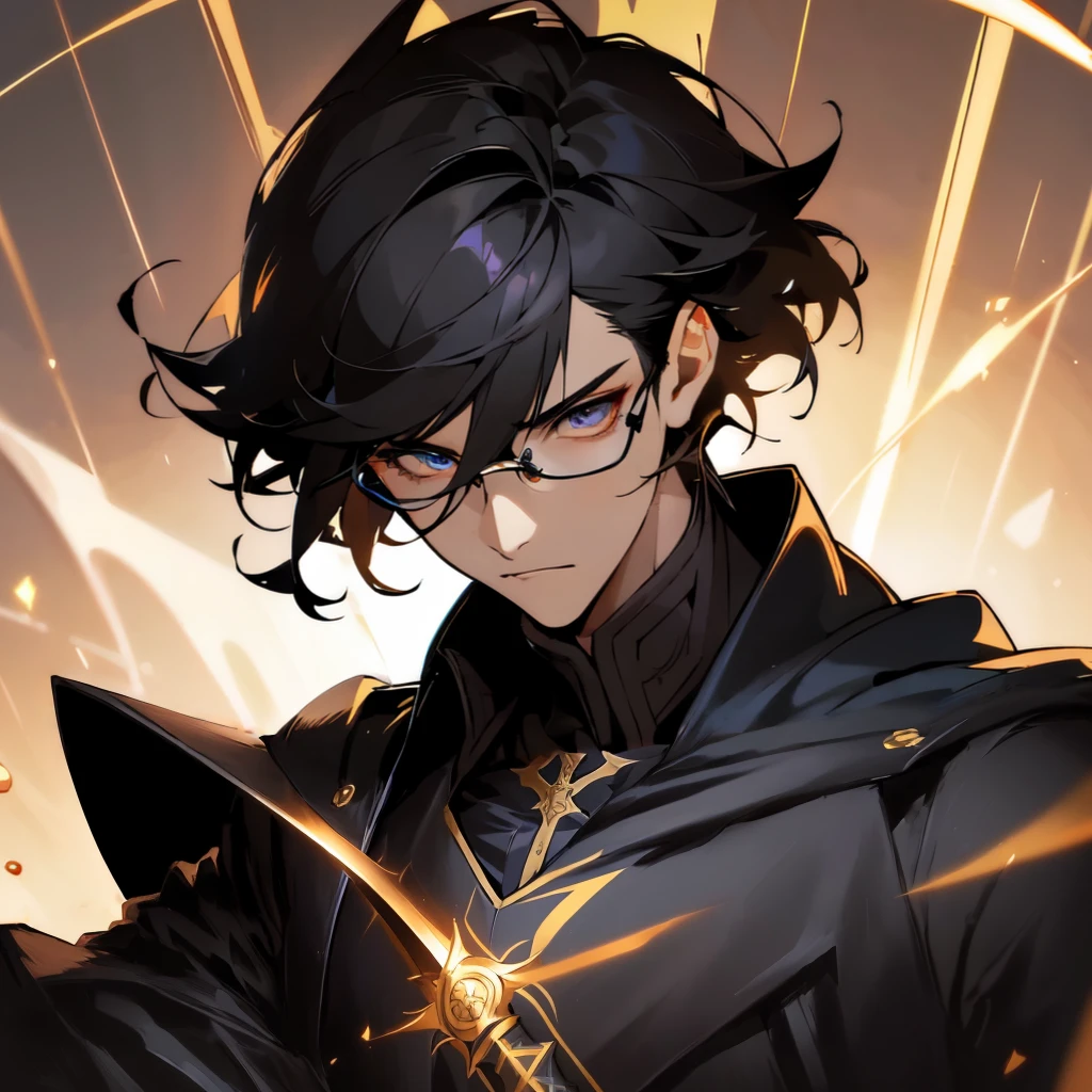 anime character with a sword and a black coat holding a glowing object, handsome guy in demon slayer art, key anime art, genshin impact character, keqing from genshin impact, persona 5 art style wlop, artgerm and atey ghailan, tall anime guy with blue eyes, range murata and artgerm, genshin, badass anime 8 k