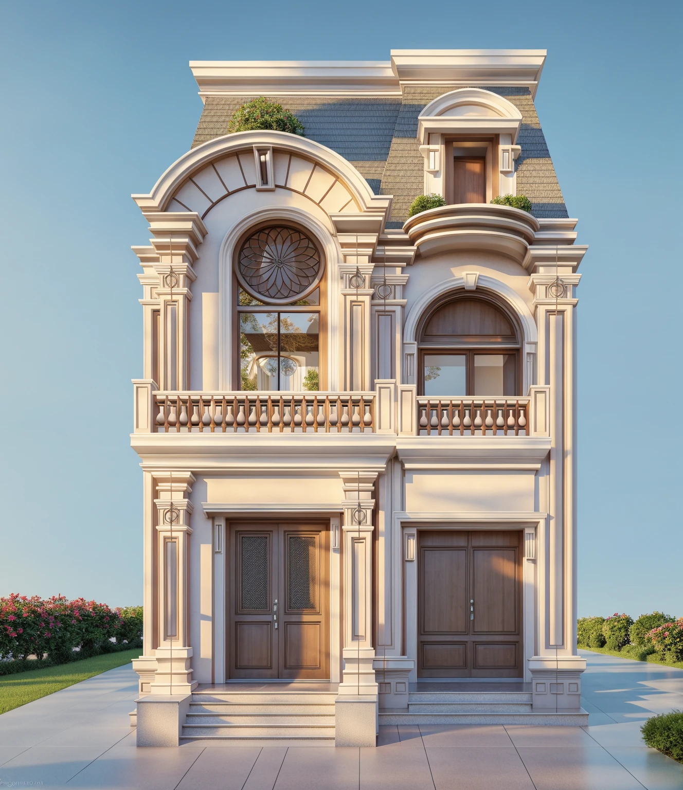 PLATEFORME KTHOUSE, Beaucoup de belles fleurs rouges le long de la route:1.3, Romantique, 1 maison de style néoclassique, La maison de ville est faite de murs blancs, Belle lumière, journée de beauté, ensoleillé, Beaucoup de bougainvilliers rouges le long de la route:1.3, belle sensation de jeunesse :1.2, soleil à midi, Très belles ombres,