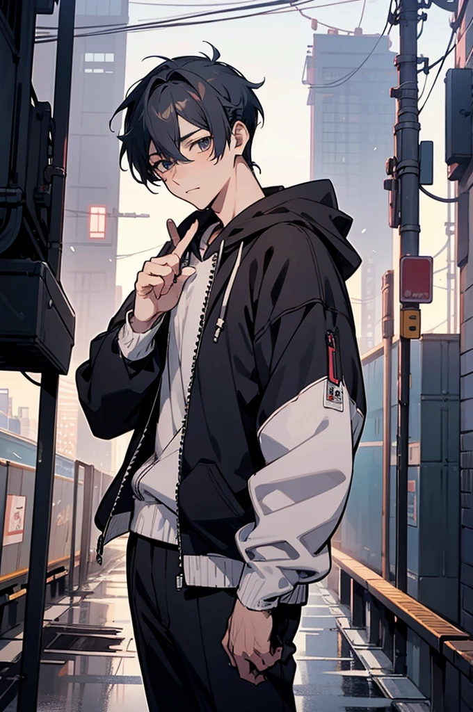 Young man with a bouquet, From the waist up, Overlooking, with index finger, wise ( Valuing ), zerochan, by Kamagurka, wataru kajika, anime character, the truth of the matter, 2 d anime style, detailed anime character art, anime moe artstyle, cyberpunk anime girl in hoodie, anime style character