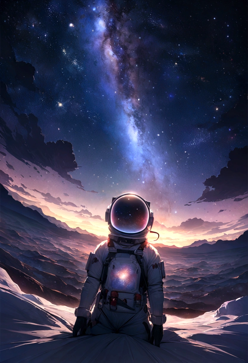 Highest quality, masterpiece, Ultra-high resolution, Realistically,stretch,Amazing starry sky,Gaze at the stars,Wide-angle,universe space、Andromeda Galaxy