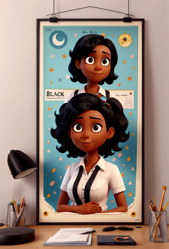 POSTER OF BLACK HAIR TEACHER IN SCHOOL HORIZONTAL FORMAT