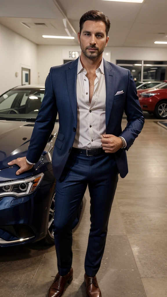 Handsome man, 37 years old. dressed in an expensive suit. Car dealership director. rich. 