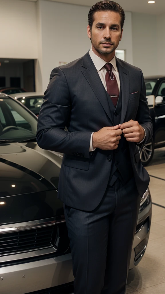 Handsome man, 37 years old. dressed in an expensive suit. Car dealership director. rich.