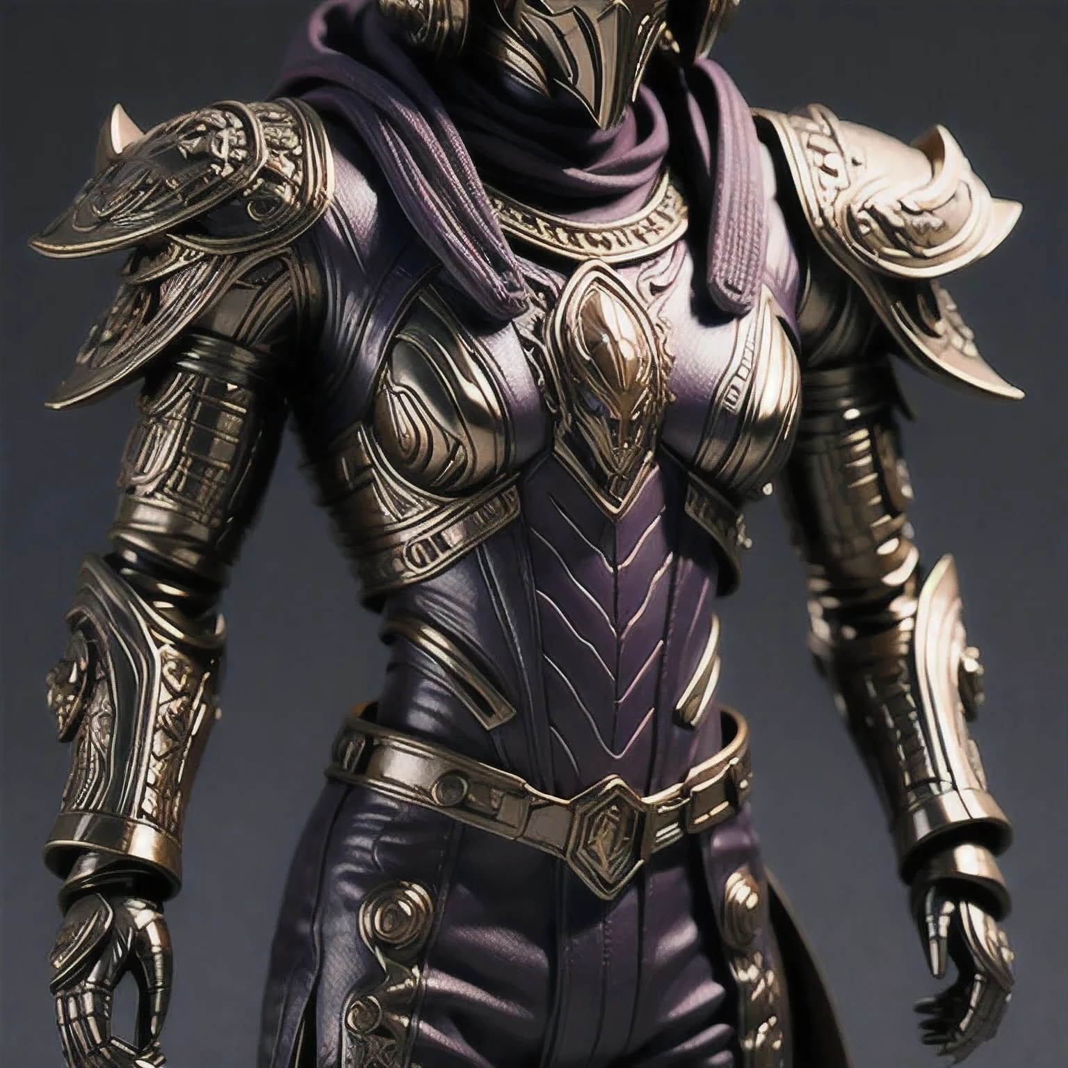 Close up of purple and gold toys, Super detailed fantasy characters, Science Fiction Characters render, detailed humanoid, Star Pathfinder Characters, Science Fiction Characters, Science Fiction Characters, humanoid character, very detailed character, Color Rendering, 3D Rendering Character Art 8K, Alien Armor, safi'jiiva armor, Marmoset Rendering
