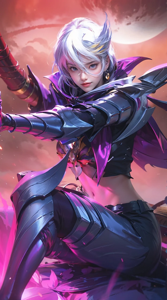 (Extreme detail CG Unity 8K wallpaper, masterpiece, highest quality), (exquisite lighting and shadow, highly dramatic picture, cinematic lens effect), (Sailor Moon: 1.1), charming smile, double tail, blue eyes, blond hair, tight top, white gloves, mini skirt, dynamic pose), the background is the universe (excellent detail, excellent lighting, wide angle), (excellent rendering, enough to stand out in its class),