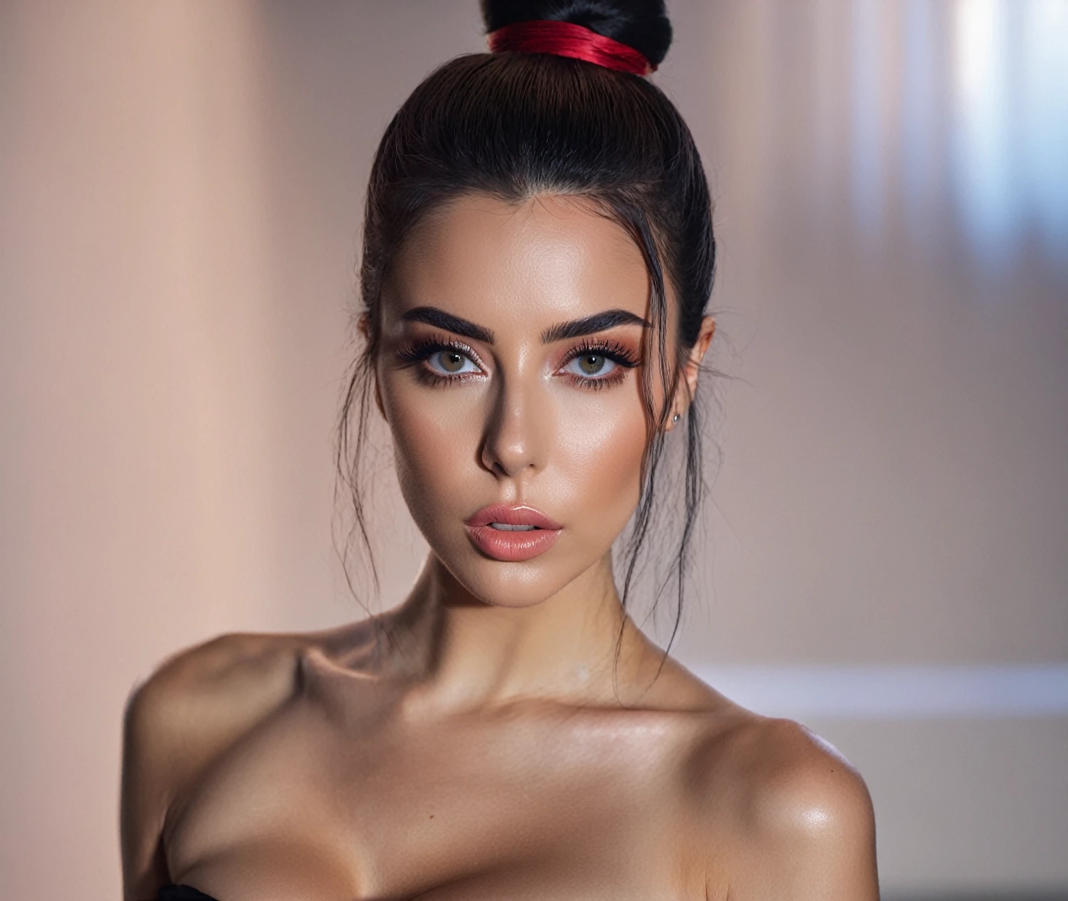 UHD, (1 girl), long dark black bun hair, ava max, bella poarch, olga buzova, kim kardashian, violet myers, 24 year old female model, ayahausca, instagram model, lianna, sexy girl, the extremely hot and sexy, (8k, RAW photo, highest quality),(epic realistic:1.5), dynamic posture,erotic face (detailed eyes:0.8), (highest quality), (best shadow),intricate details,cinematic,((skin:1.4)) (hdr:1.5), detailed, masterpiece, RAW photo full-length portrait, captivating eyes, bright details, (high skin detail), (tint: 0.25), (dirty: 0.66), Key lighting, (backlight: 0.4), medium depth of field, Canon 5D, 50mm lens, f/4 aperture, (ultra-detailed, complex detail), sharp focus, 4k, absurd, 8mm film grain, flirting with camera
