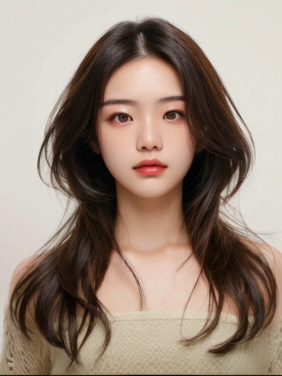 Best Quality, 8k, Masterpiece, (Portrait: 1.3), (photo realistic:1.4), (hyper realistic:1.4), Sharp Focus, looking at viewer, (smoother lighting:1.1), (increase cinematic lighting quality:0.9), realistic lighting, backlighting, light on face, ray trace, (brightening light:1.2), (Increase quality:1.4), sharp detail, (best quality real texture skin:1.4), finely detailed eyes, black_eyes, finely detailed face, 25 year old Korean woman, (tube_top:1.4), (Create an image maintaining the original base model hairstyle:1.5)