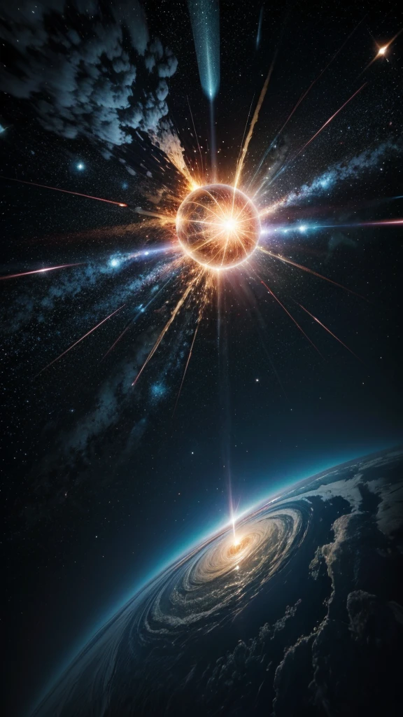 A star throughout the universe exploding releasing energy throughout space