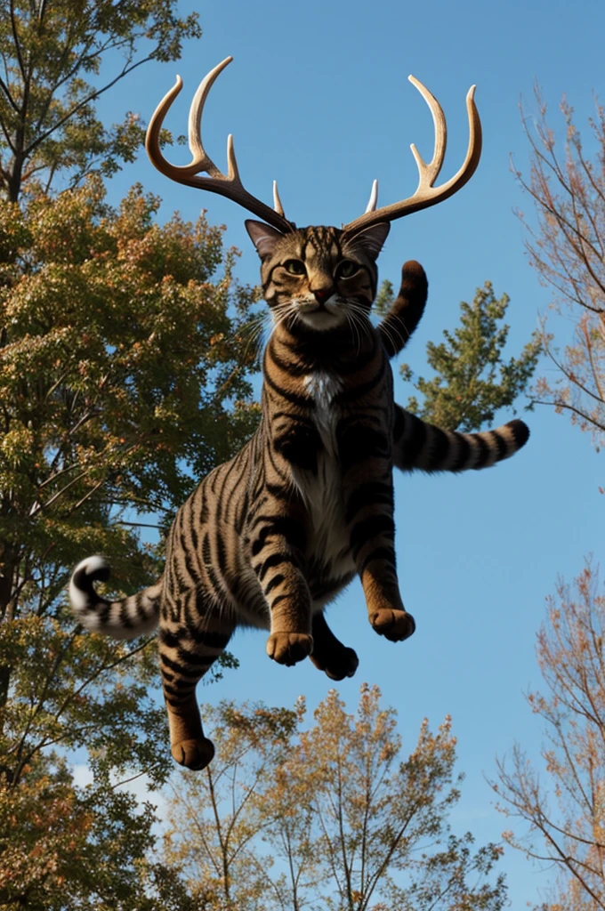 Flying cat with antlers
