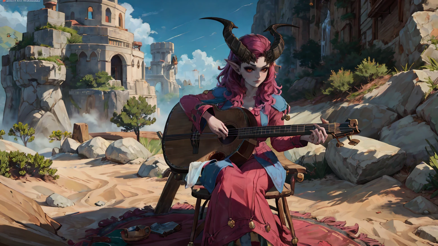 score_9, score_8_up, score_7_up, 1girl, solo, full body, detailed scenery, detailed background, high details, alfira, alfiraoutfit, colored sclera, black sclera, playing instrument, tavern, solo focus, milf, detailed face, expressiveh,(( horns, ))
