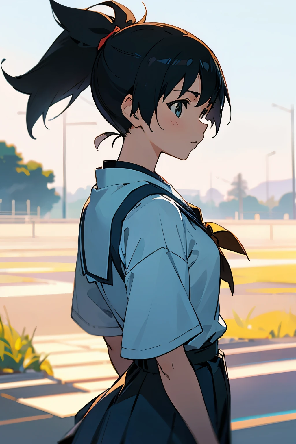 Makoto Shinkai Girl High School Student Ponytail Japanese School