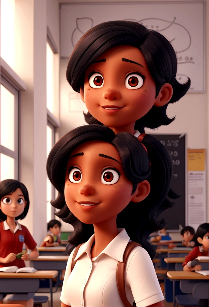 POSTER TEACHER cinnamon skin BLACK HAIR IN SCHOOL