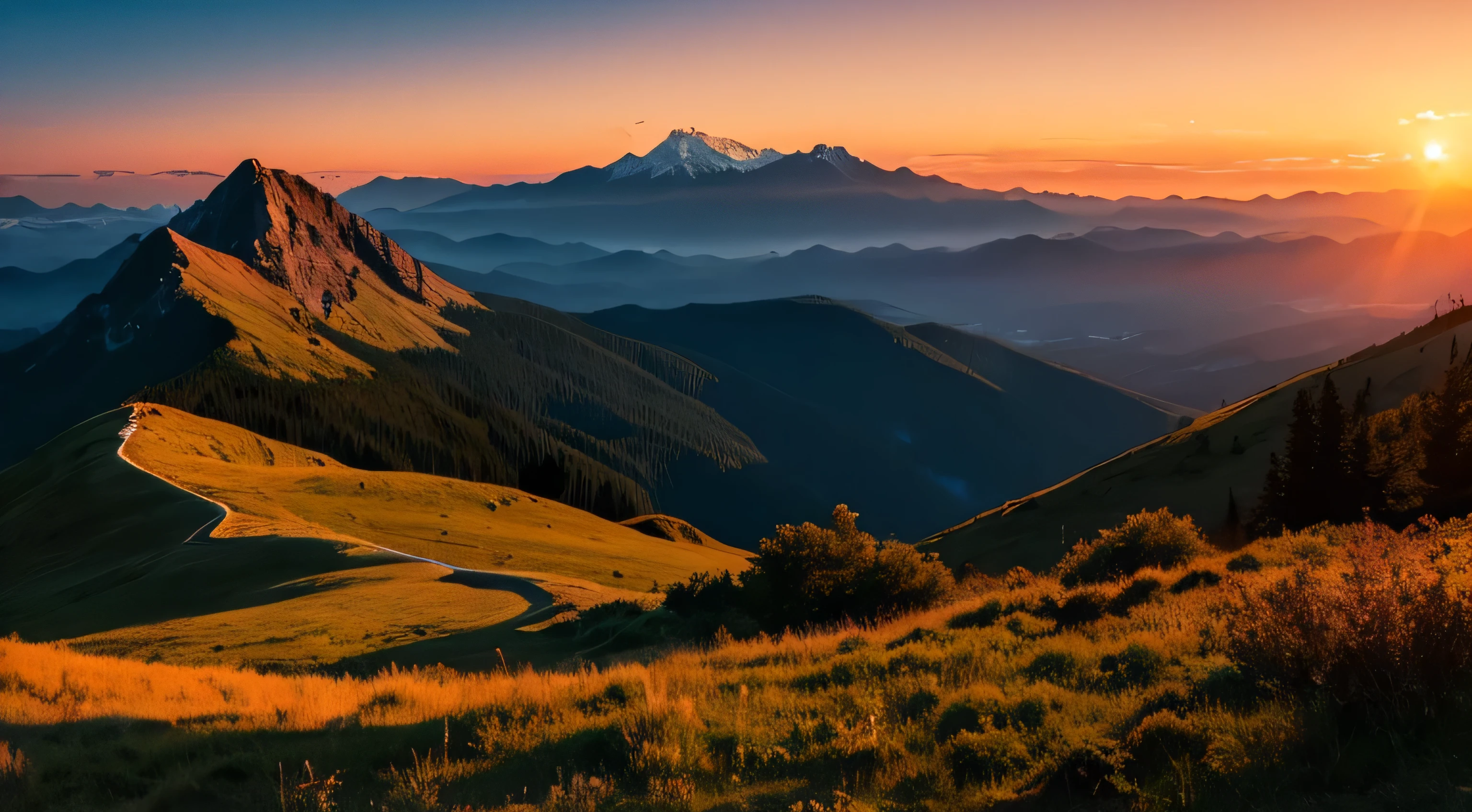 sunset, Mountain, Artistic