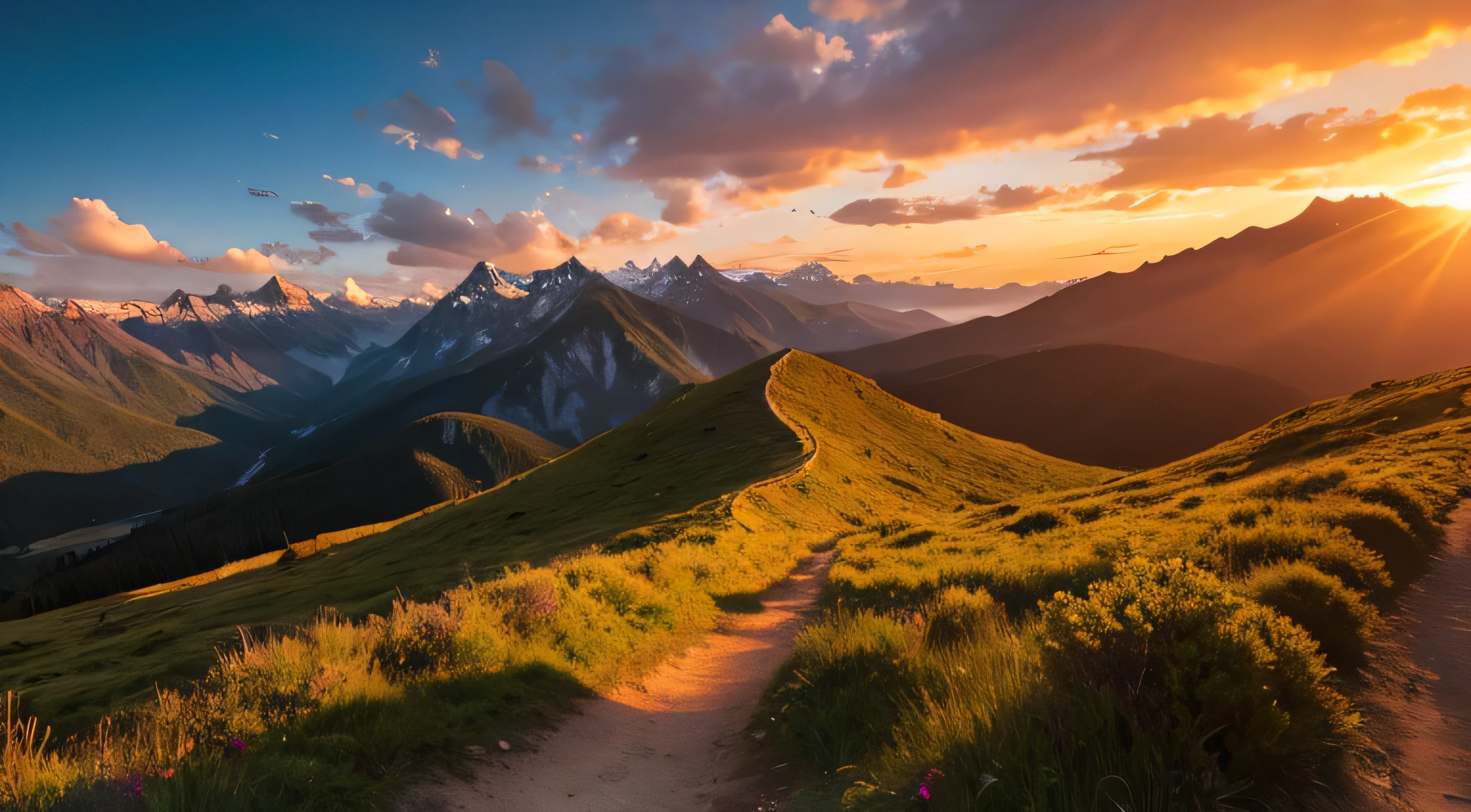 sunset, Mountain, Artistic