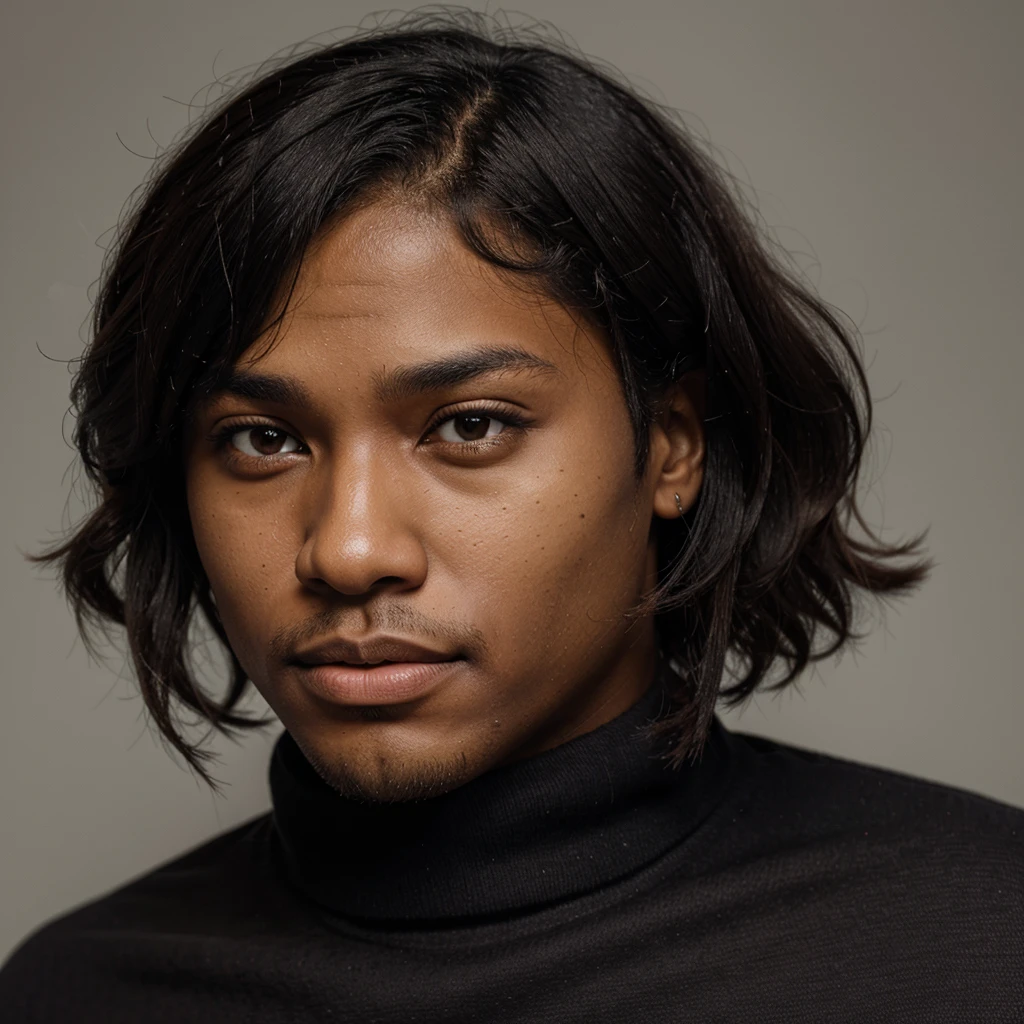 Face of an ugly black man with without bangs hairstyle