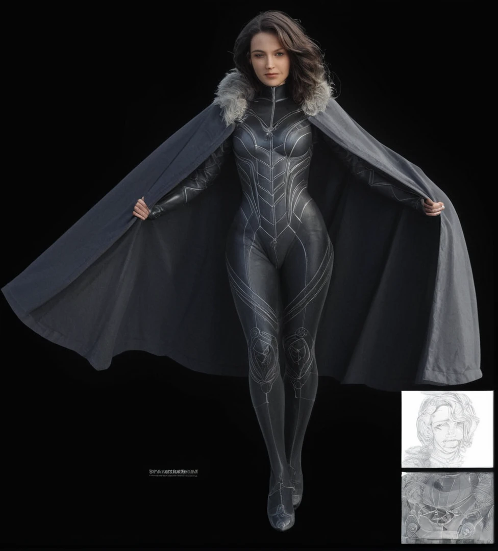 Close-up drawing of a man in a raincoat, Marvel concept art, inspired by Ryan Stegman, super exaggerated proportions, expert high detail concept art, A figure of heroic proportions, Black Thor, female superhero proportions, new costume concept, Concept art of comics, concept art: Futuristic Norwegian, full body concept, dark high contrast concept art, detailed full body concept