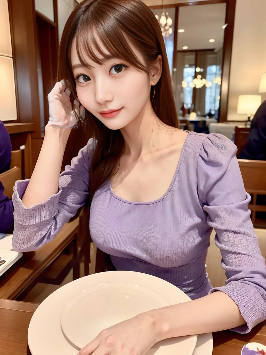 Close-up of a woman in a purple dress sitting at a table, gorgeous young Korean women, beautiful south Korean women, Gorgeous Chinese Model, Beautiful Asian Girl, beautiful young Korean women, Korean Girls, Chinese Girl, 22 years old, Good young girl, Beautiful Asian Woman, 18-year-old, 28 years old, Korean women, Lovely lady