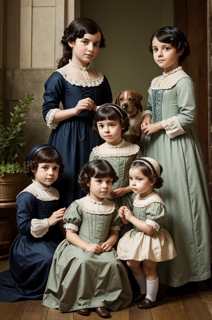 Three s with puppy in regency era
