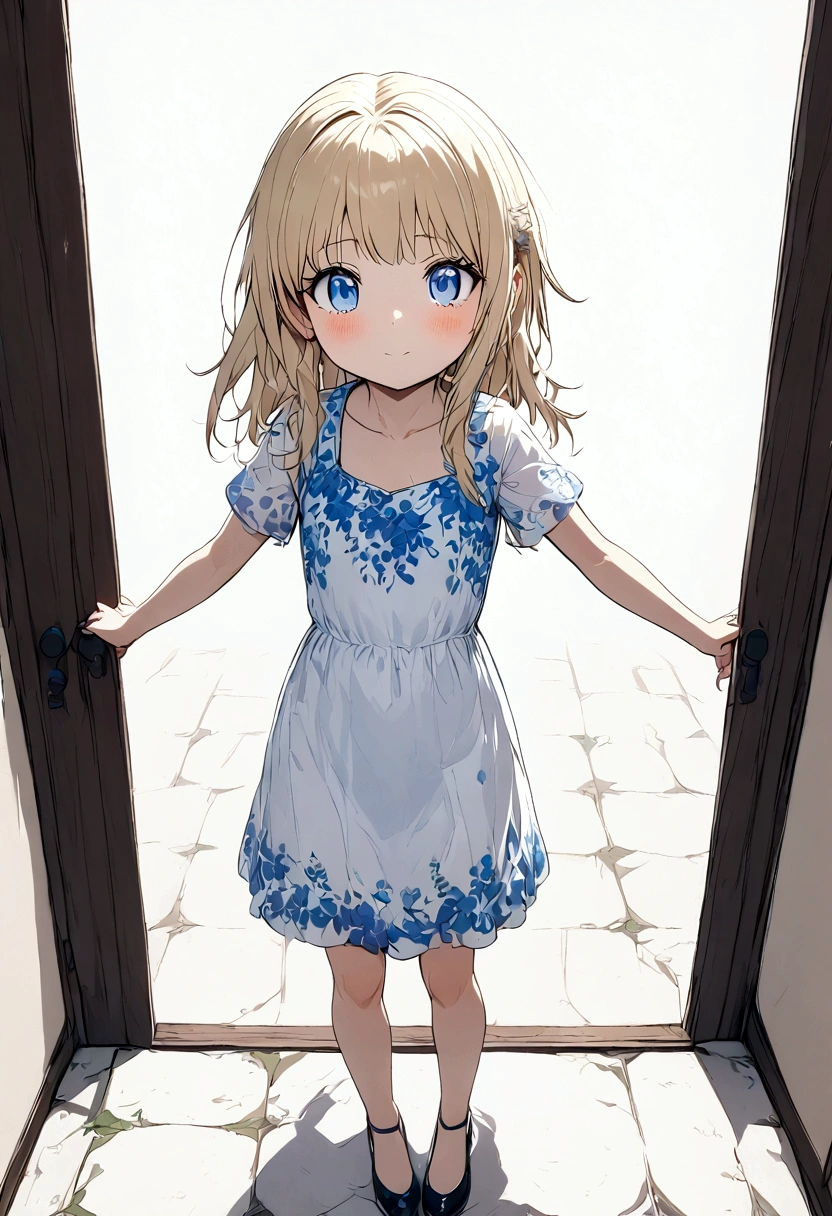 Anime. Baby. Princess. Blonde. Long hair. Blue eyes. Beautiful eyes. Light dress. Shoes. Cold. Runny nose. Snot. Nasal mucus. Sneeze. Sneezing. Sneezes. Snot flows from the nose. Wants to chug. I have to sneeze. Very strong desperate desire to sneeze. She sneezed. She sneezed. She sneezes while standing. Fantasy city. Lock. Corridor . At the entrance to the toilet. Full height. Standing. Full body.