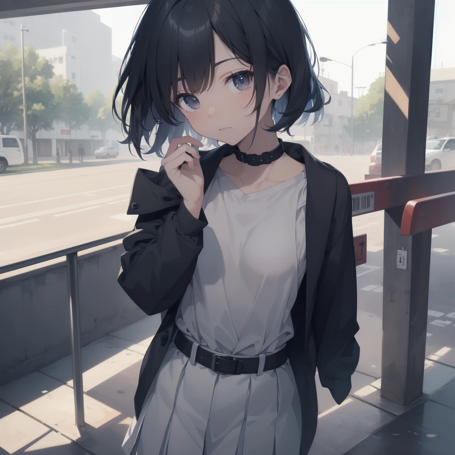 ultra-absurdres-Top quality by artist God, ultra-detailed, high resolution, anime moe artstyle, best anime 8k konachan wallpaper, pixiv contest winner, pool:2810, perfect anatomy,break, 1girl, (Please draw a girl walking sleepily to school alone. )break,(Solo,little female, 13-year-old:1.3),Full limbs, complete fingers,a junior high school student, (very short hair), short cut, flat chest, , small butt, small black eyes, beautiful detailed eyes, well-proportioned iris and pupils, expressive eyes, highres detailed hair, soft expression, salor school_uniform, sailor collar, serahuku, bow, pleated skirt,(Detailed Lighting), (Detailed background), in the School commute route. break,super detailed skin, Best cinematic lighting powered by famous artist, 8k,beauty illustration,photoshop_(medium),very aesthetic,break,((artist:hana_kazari )), artist:clamp ,artist:carnelian ,artist:kantoku ,