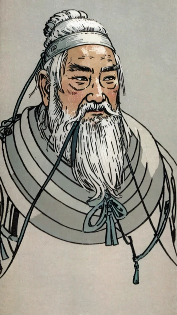 Oriental、Old man in plain white ancient Chinese costume、Ancient Chinese hairstyle old man、Highest quality、masterpiece、Ultra-high resolution、(Realistic:1.4)、Game Poster、Crisp and beautiful image quality、Gray Hair、white and long beard,,(whole body)