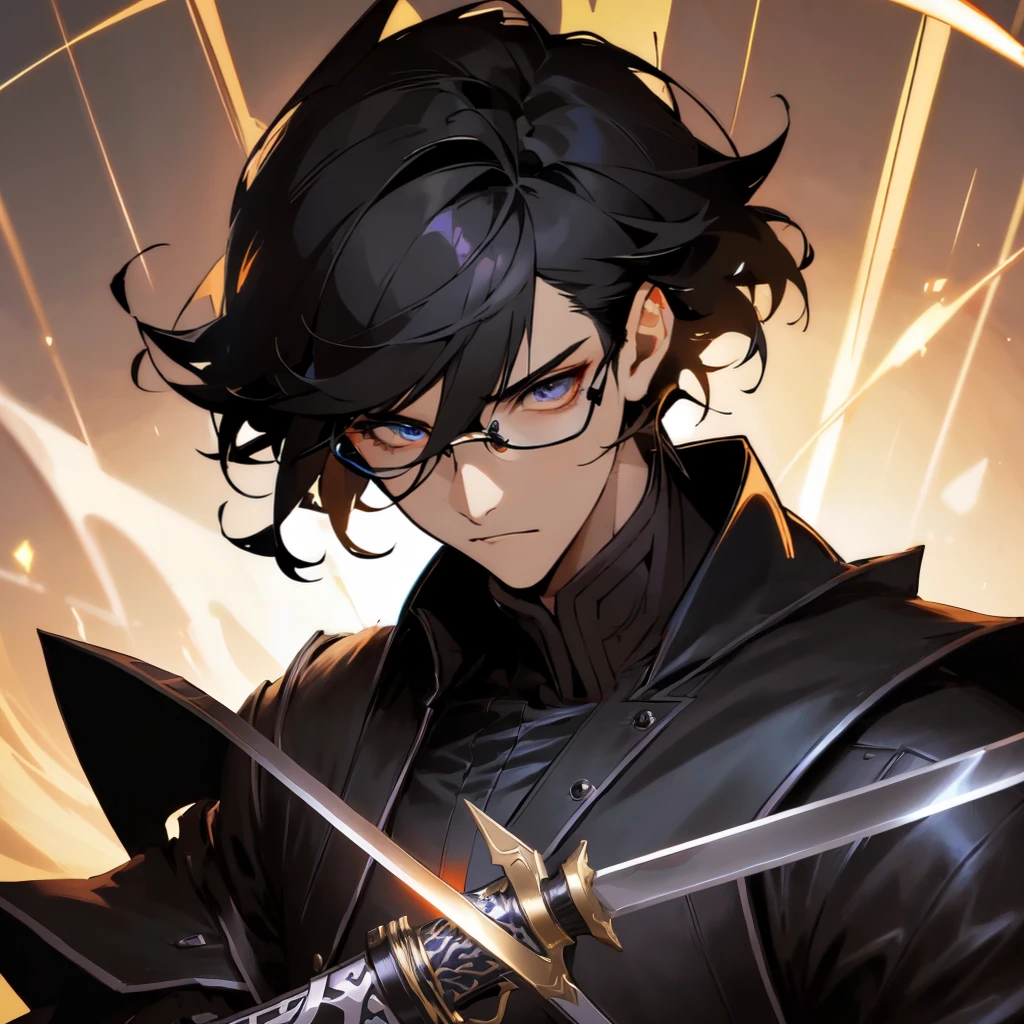 anime character with a sword and a black coat holding a glowing object, handsome guy in demon slayer art, key anime art, genshin impact character, keqing from genshin impact, persona 5 art style wlop, artgerm and atey ghailan, tall anime guy with blue eyes, range murata and artgerm, genshin, badass anime 8 k