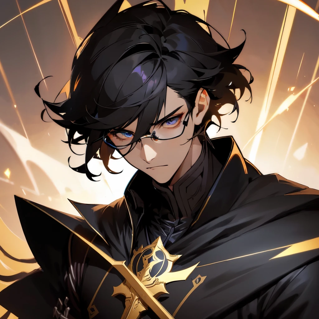 anime character with a sword and a black coat holding a glowing object, handsome guy in demon slayer art, key anime art, genshin impact character, keqing from genshin impact, persona 5 art style wlop, artgerm and atey ghailan, tall anime guy with blue eyes, range murata and artgerm, genshin, badass anime 8 k