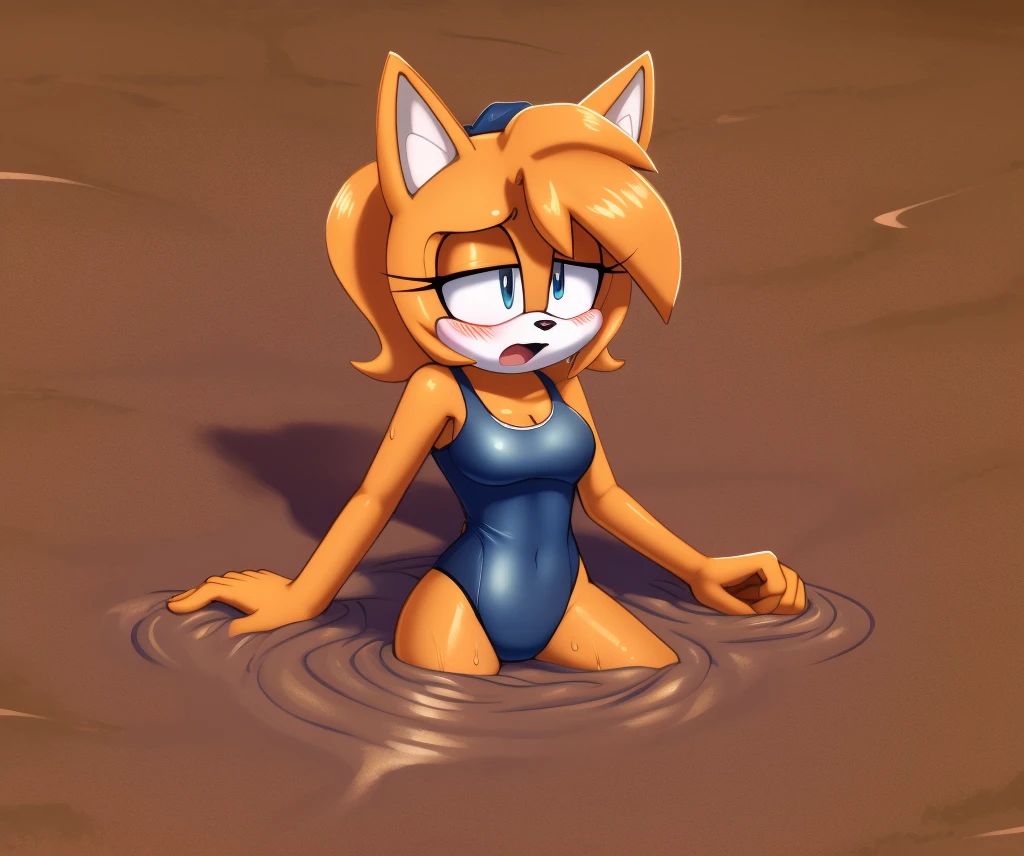Mobian girls, best quality, HD, full body, sexy breasts, coyote girls, wolf girls, old school swimsuit, swimsuit, wet, blush, 5girls, group peril, multiple girls, 5 girls together, hair, 5girls wading, 5girls in quicksand, hair, dripping, hair, short hair, twintails, tightspace, group, multiple girls, open mouth, masterpiece, wamudraws, sad, one-piece swimsuit, quicksand, sinking, 5 girls in quicksand, scream