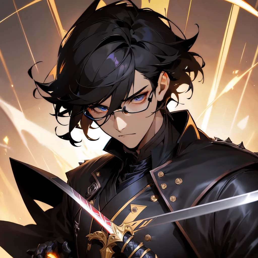 anime character with a sword and a black coat holding a glowing object, handsome guy in demon slayer art, key anime art, genshin impact character, keqing from genshin impact, persona 5 art style wlop, artgerm and atey ghailan, tall anime guy with blue eyes, range murata and artgerm, genshin, badass anime 8 k
