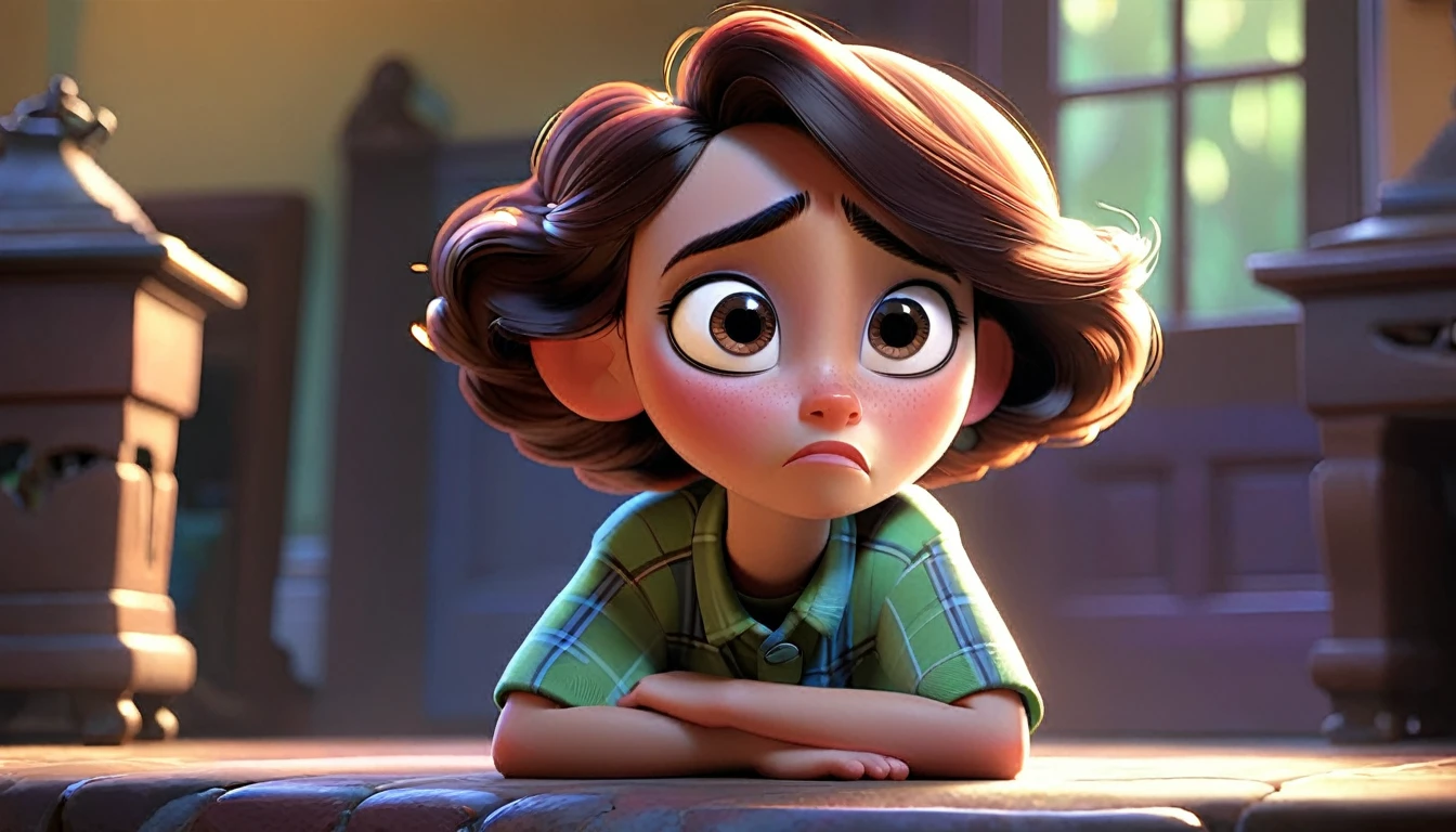 A character giving a heartfelt, final glance towards another, with an emotionally charged atmosphere, in Disney Pixar style."