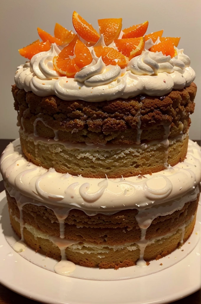 Amateur photo from Facebook. Taken with an iPhone 15 Pro. Tangerine Sour Cream Cake.