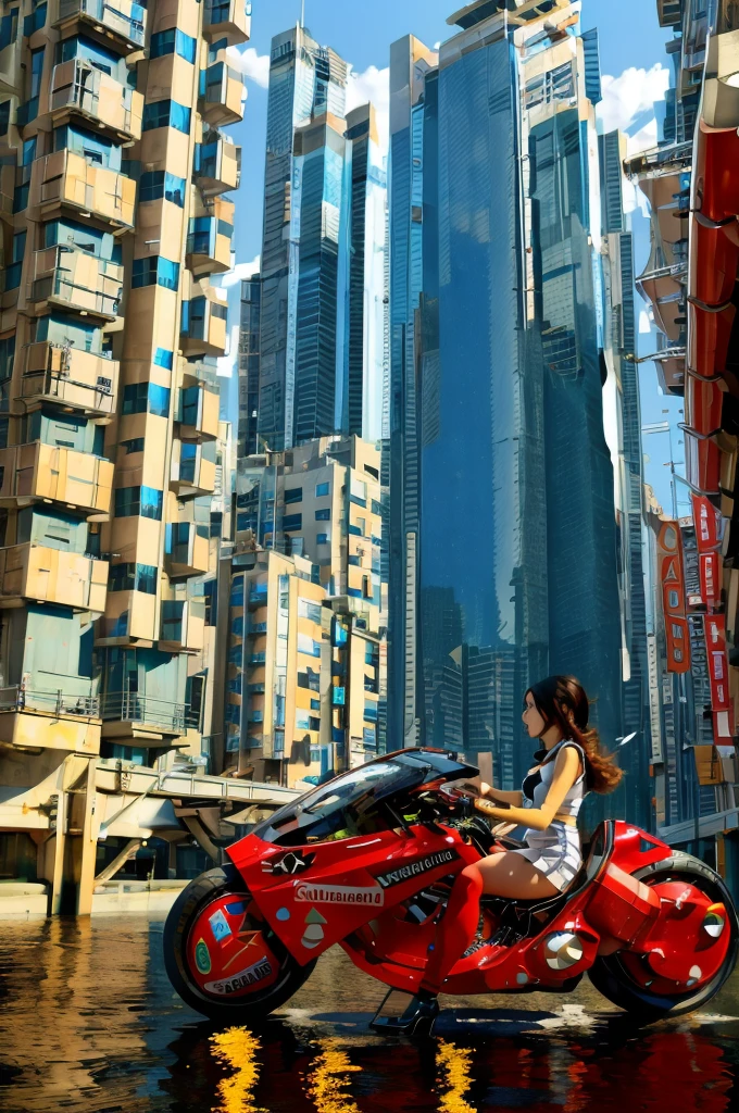 masterpiece, Photorealistic and highly detailed 8k unconventional underwater angles, Best Cinematic Quality, Volumetric lighting, Beautiful women of krsbk, Side view, Busy people on city skyline at blue hour々Full of