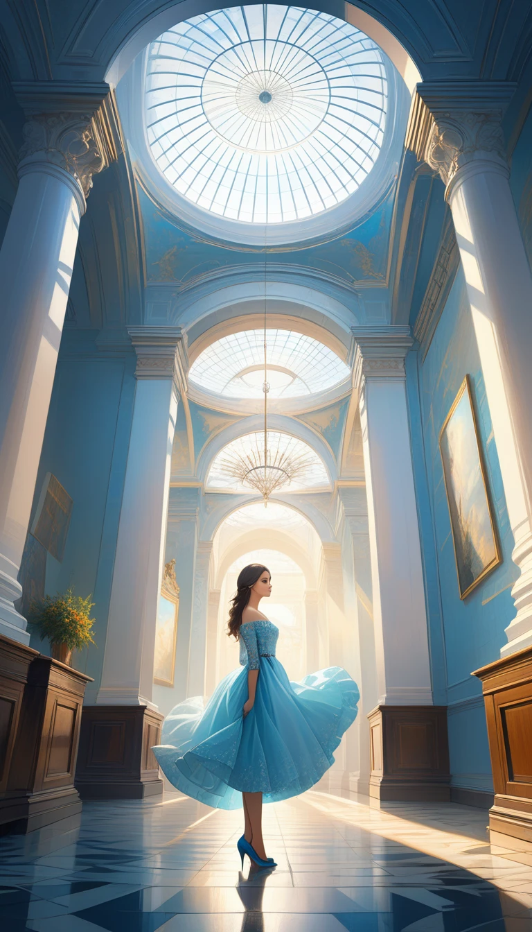Young complex woman in the palace, Artworks of Ivan Aivazovsky, Wide-angle lens f/2.8, Crazy high-resolution complex textures, Texture Indentation, Perfect viewing angle, Perfect geometry, Crazy ambient lighting, Crazy ambient shadows, Luminism, Ultra detailed busy background, mosaic, Minimalism, perfectionism, IPA Award Winning Masterpiece,